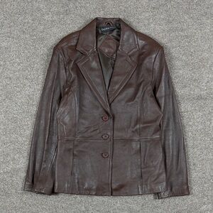 VTG Brown Genuine Leather Lightweight Blazer Jacket Women’s XL Preppy Academia